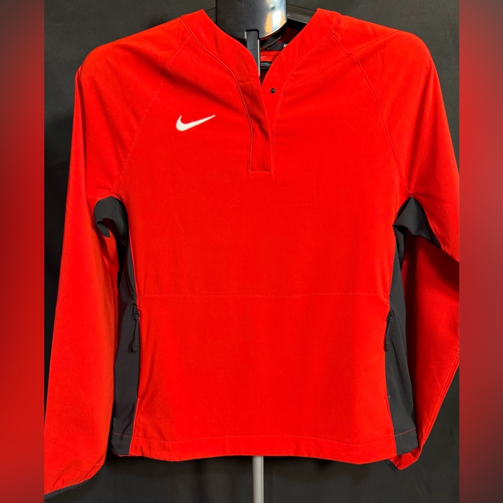 Nike Red&Black Pullover lightweight windbreaker 2zip pocket,snaps,drawcord W-S